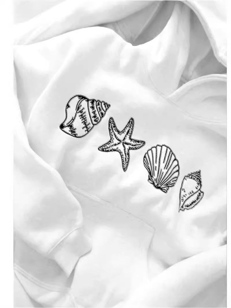 Dame hoodie med maritimt motiv og blødt stof Skovae