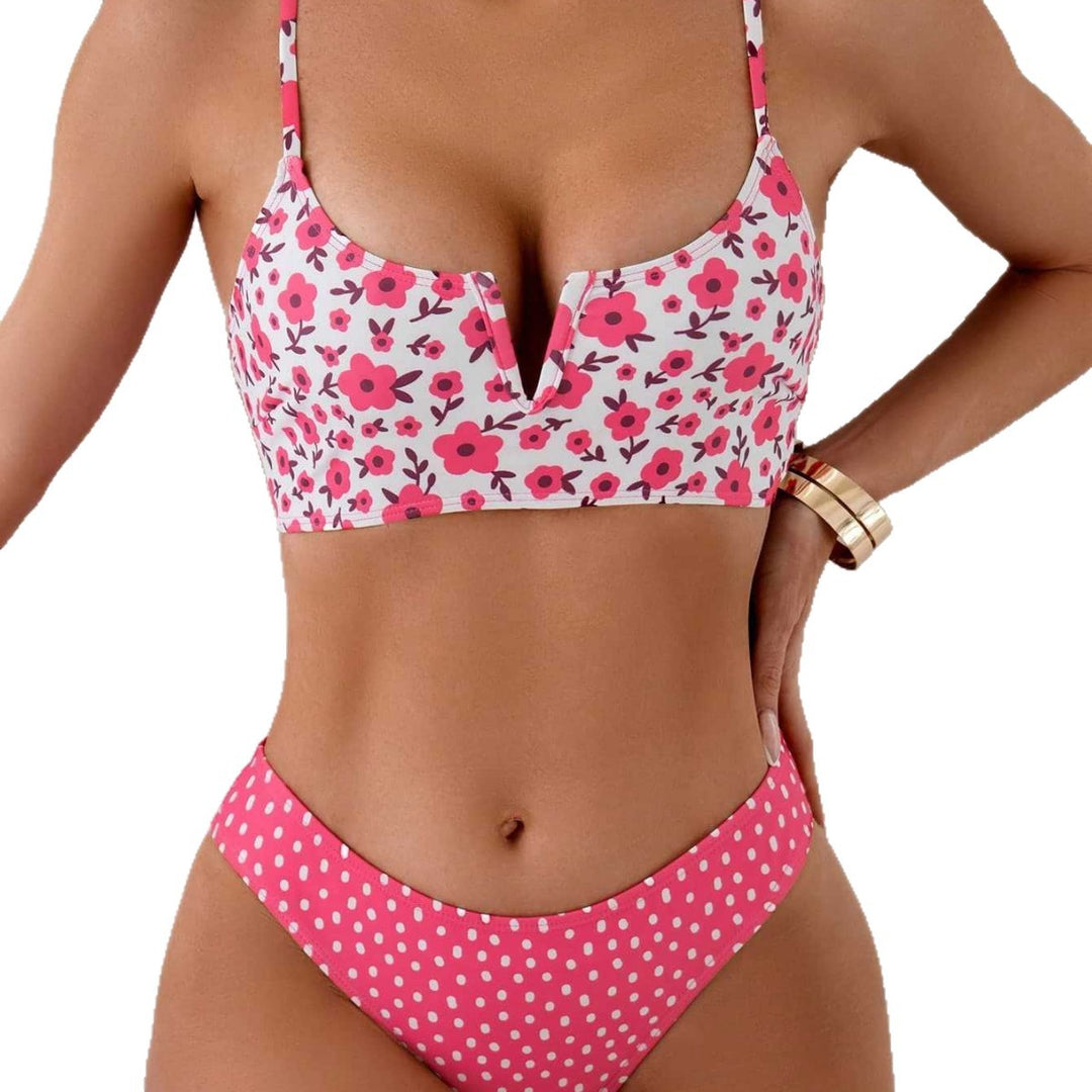 Dame Crop-Top Bikini med blomsterdesign Skovae