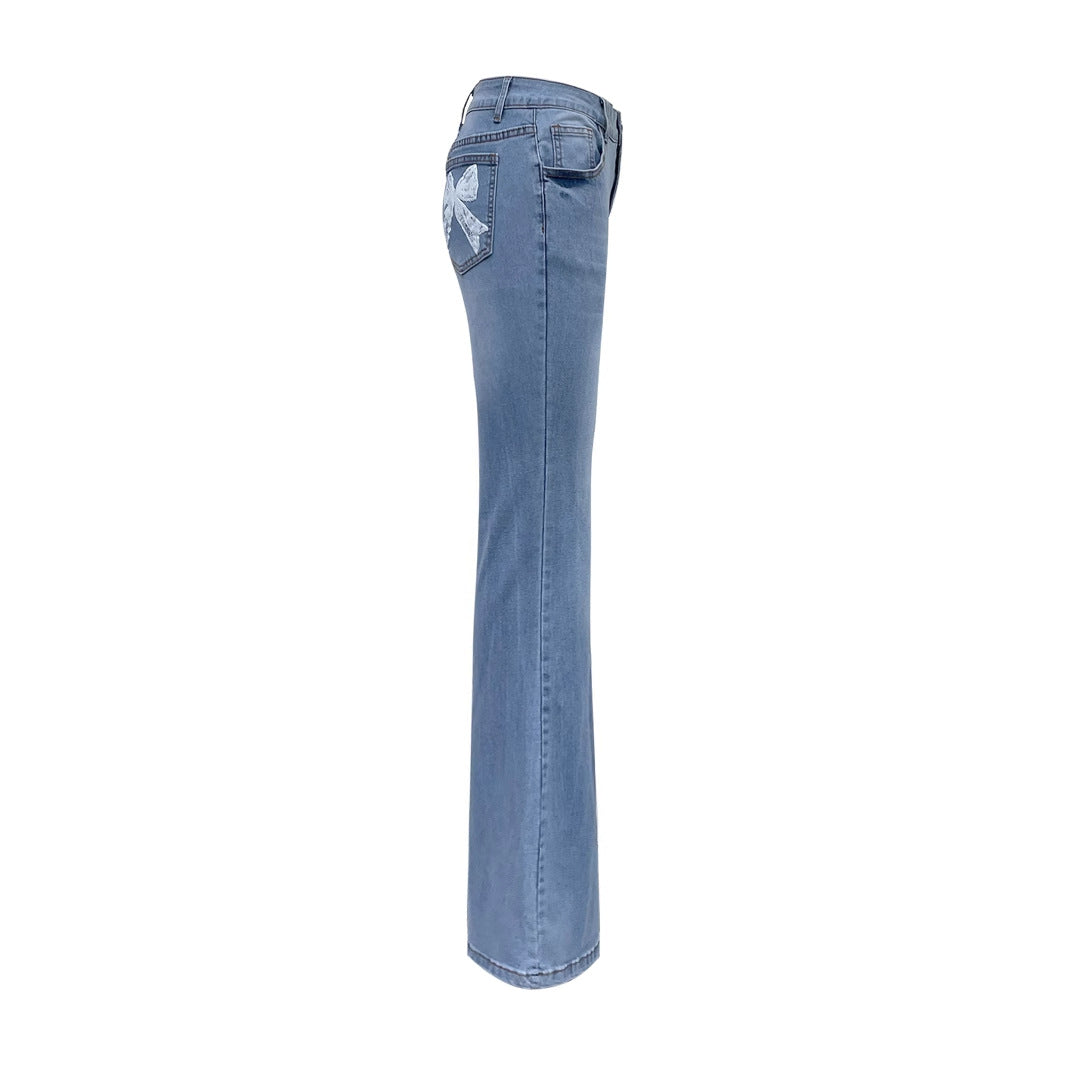 Kvindernes flagrende jeans med dekorative sløjfer Stilla