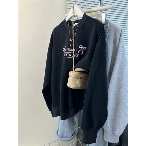 Dame Casual Oversized Sweatshirt med Sløjfedekorationer Stilla