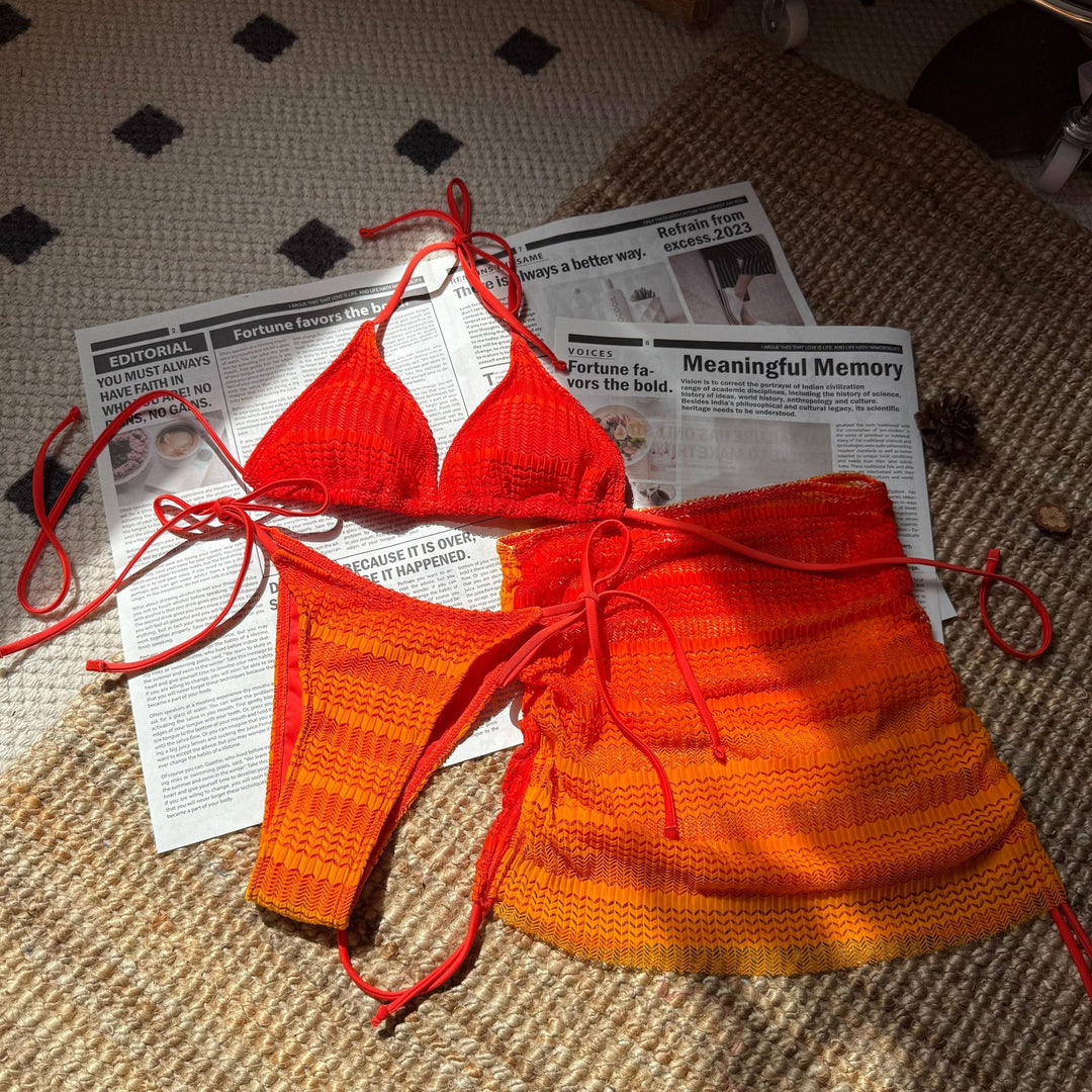 Dame Bikini-sæt med raffineret ribdesign og justerbare knuder Stilla
