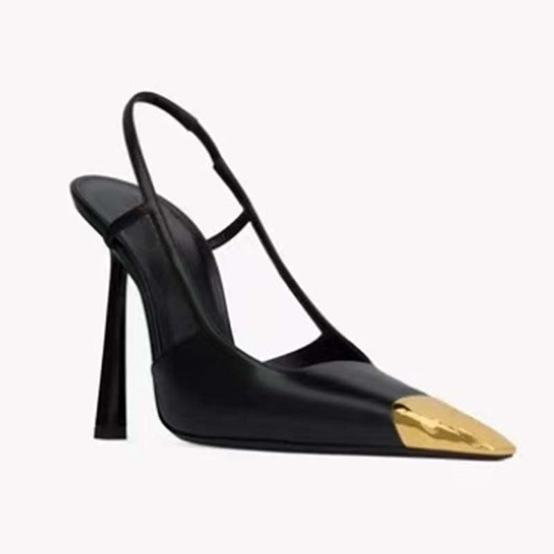 Femme Riemchen Pumps med spids tåparti og metallisk accent  Stilla