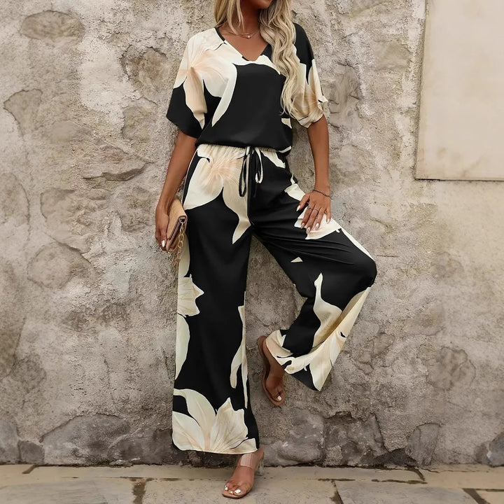 Dame Floral Print Bred Ben Overall Sæt Stilla