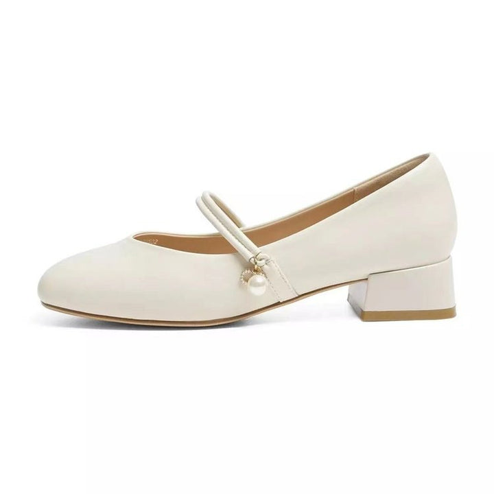 Dame Ballerinas med mode rem og elegant blokhæl Stilla
