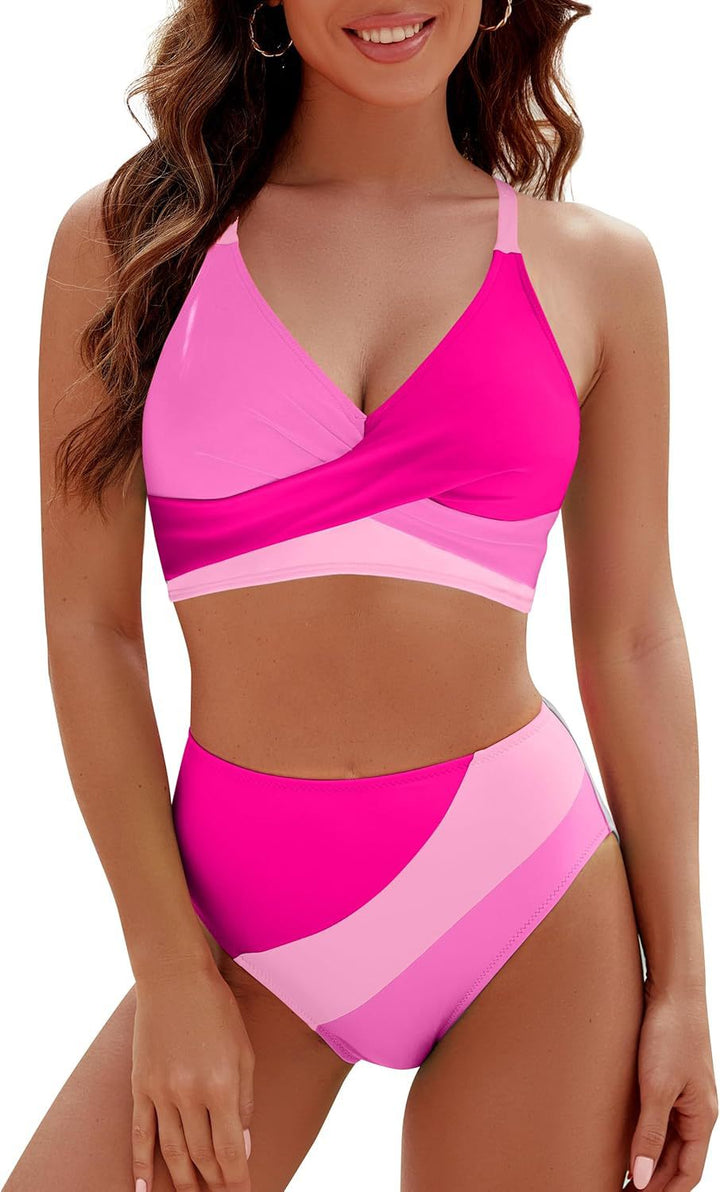 Damer Højskåret Bikini med raffineret Wickeldesign og elastisk Talje Stilla
