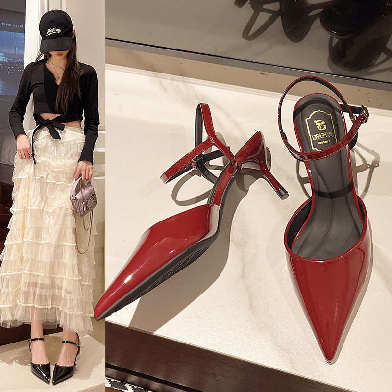 Dame elegante spidse Slingback-pumps med flot rem Stilla
