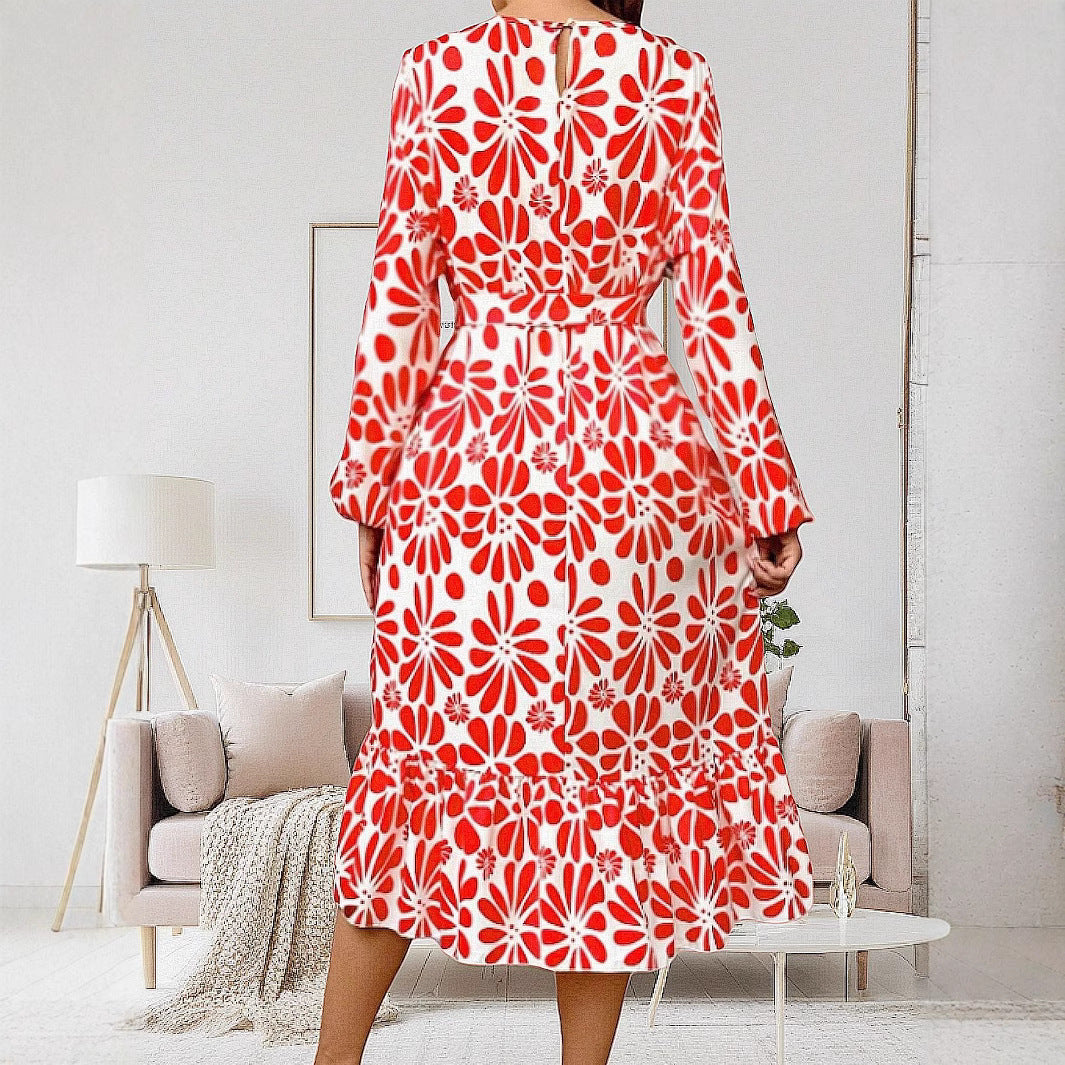 Dame Floral Print Ruffle Maxi Kjole Stilla