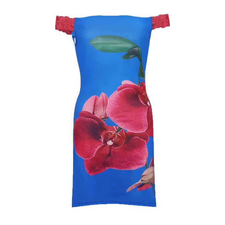 Dame Minikjole med blomsterdesign og Off-Shoulder-udskæring Skovae