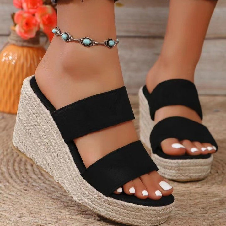 Dame Wedge-sandaler med elastiske remme og jute-sål Stilla