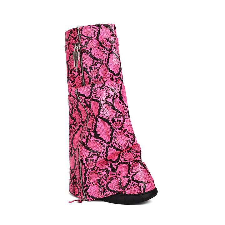 Femme Over-knee Slangeskinds-effekt Stiletto-støvler Stilla