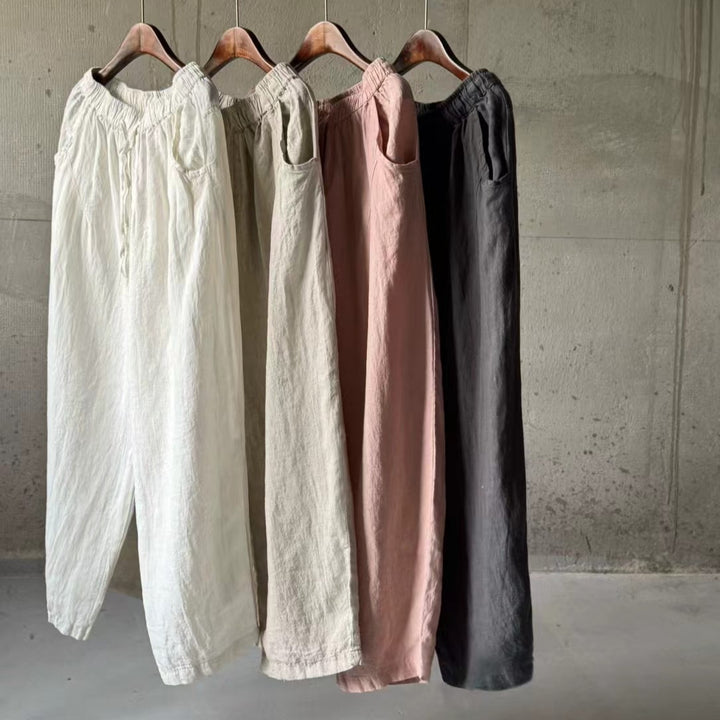 Dame Højhalset Relaxed Fit Linnedbukser Stilla
