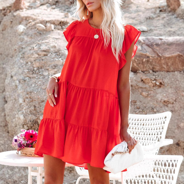 Dame Trin-Rynke-T-shirt Mini-Kjole Stilla