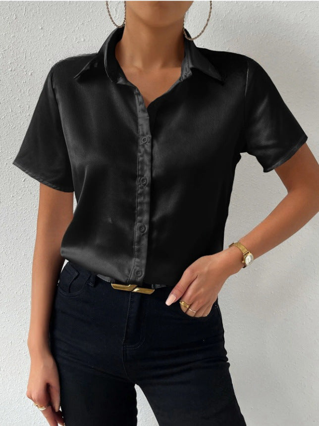 Dame elegant satinbluse Skovae