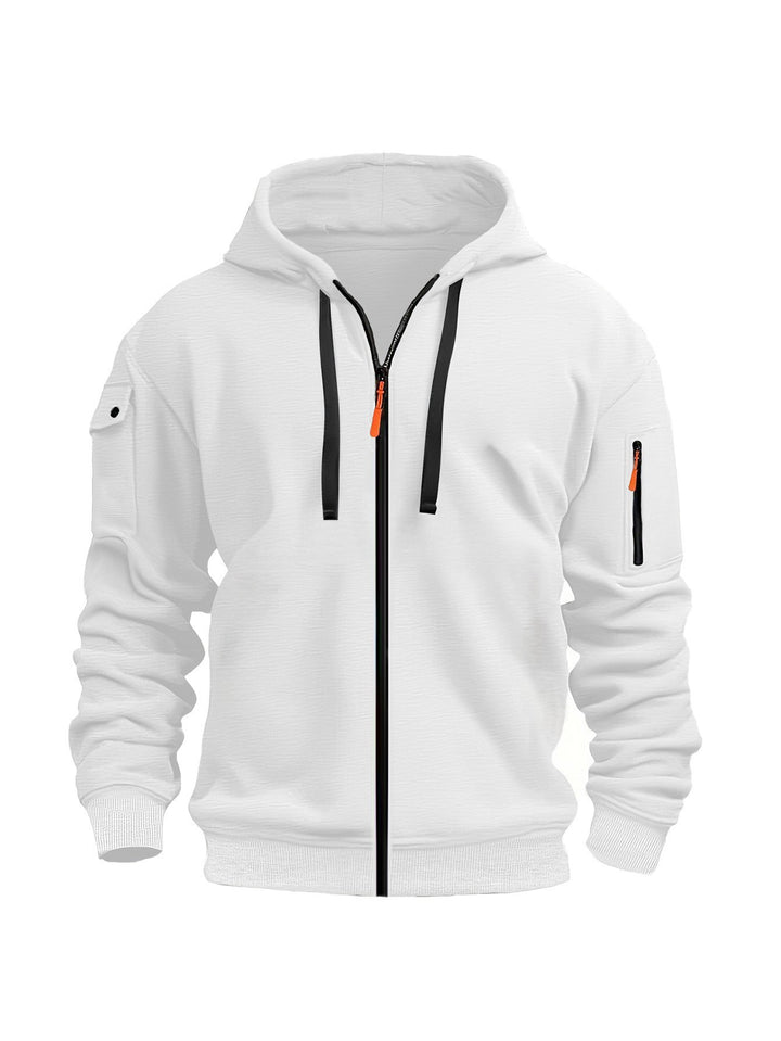 Herre hoodie jakke med funktionelle lynlås lommer og moderne snit Skovae