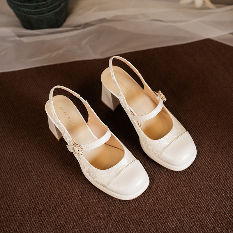 Femme Slingback Blokhælpssko med Perleaccent Stilla