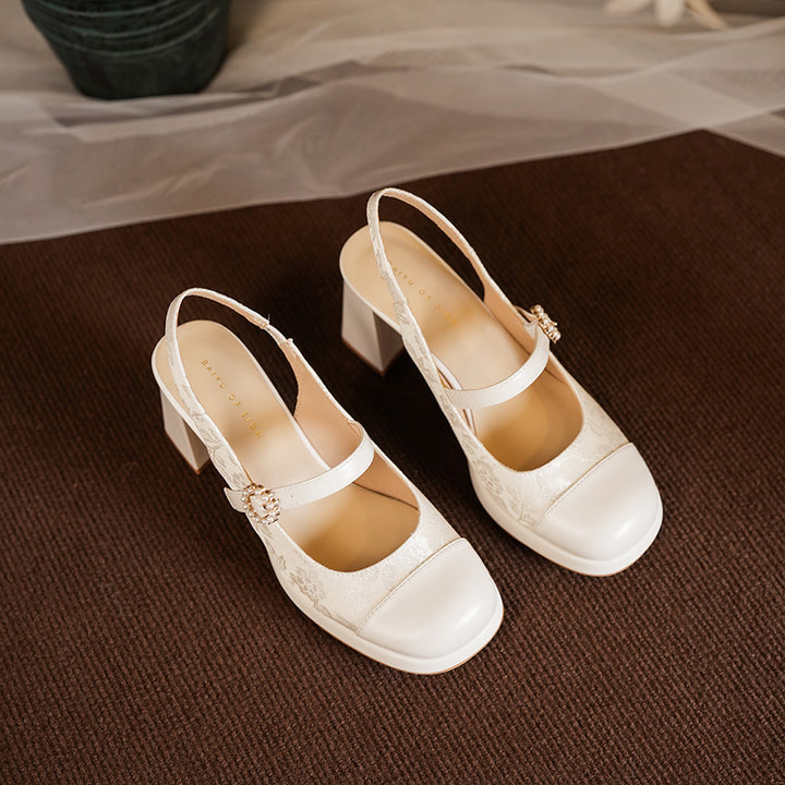 Femme Slingback Blokhælpssko med Perleaccent Stilla