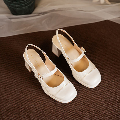 Femme Slingback Blokhælpssko med Perleaccent Stilla