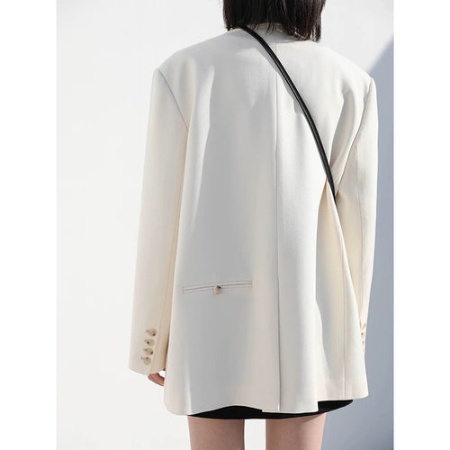 Dame elegant oversized Blazer med dobbelt knaplukning og struktureret design Stilla