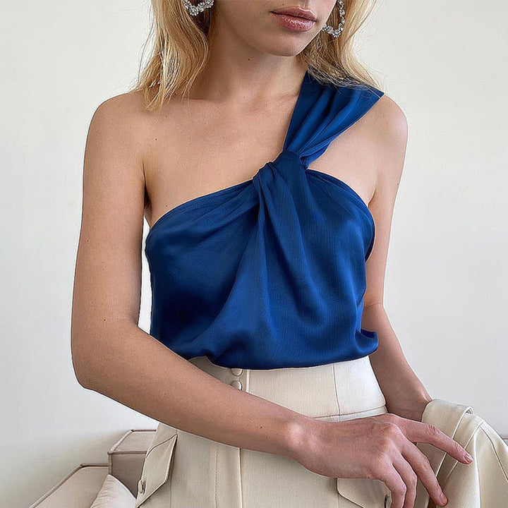 Dame top med off-shoulder design og elegant drapering Stilla