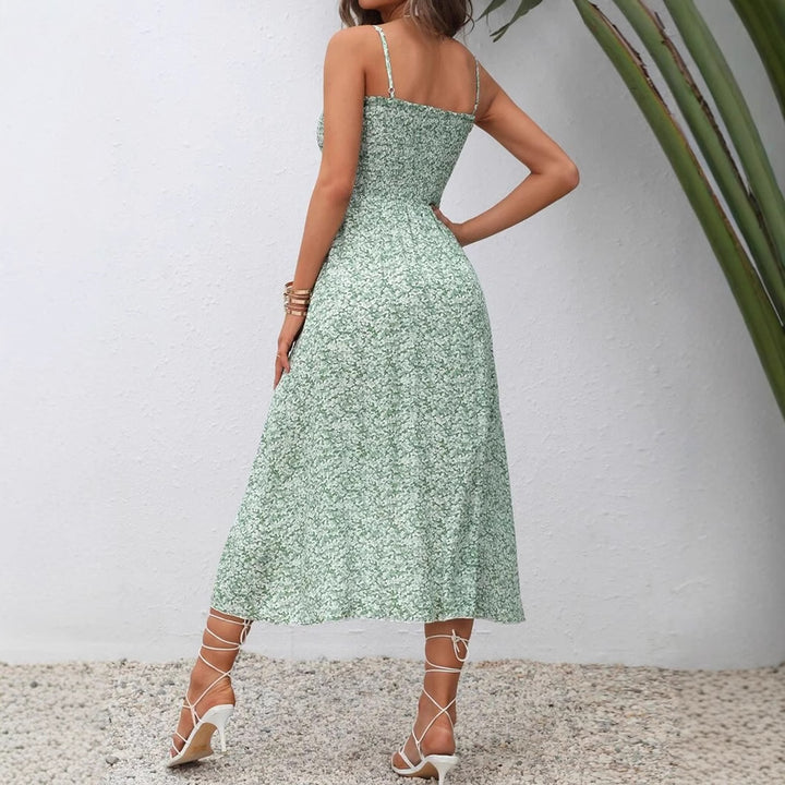 Dame Elegant Blomster Wrap-Midi-Kjole Stilla