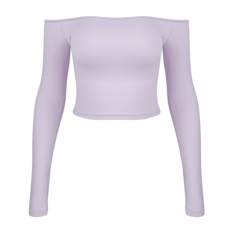 Dame Off-Shoulder Crop-Top med Lange ærmer Stilla