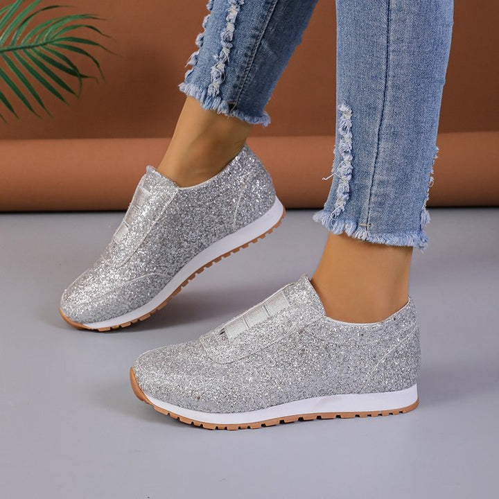 Dame Glitrende Slip-On Sneakers med støddæmpende sål og elastisk design Stilla
