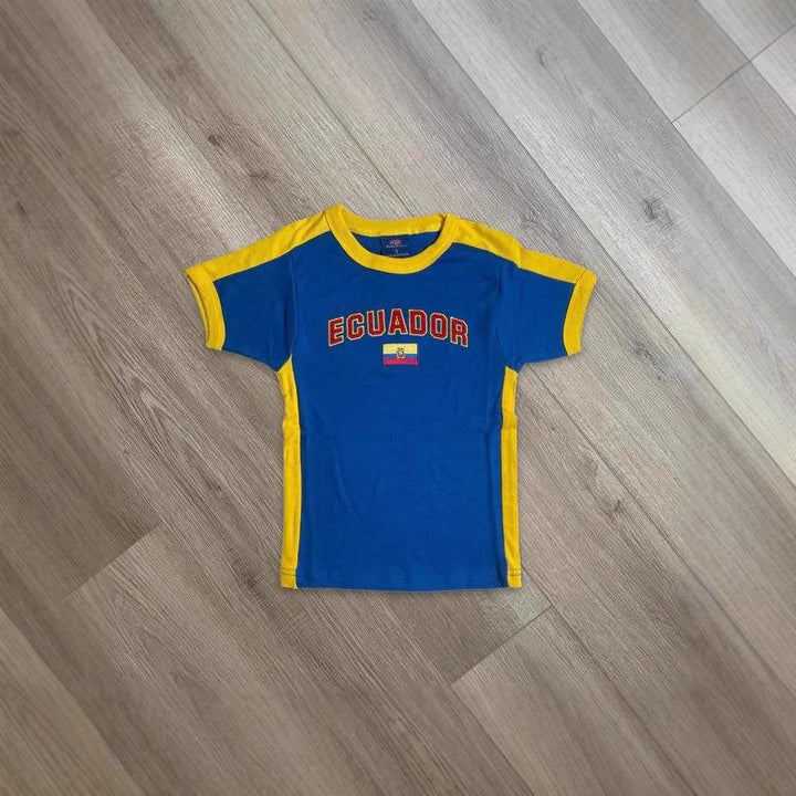 Dame T-shirt med kulturelt tryk og flagmotiv Skovae