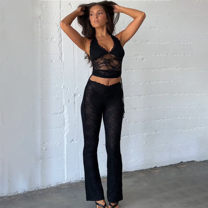 Dame Spids Crop Top og tætsiddende Bukser Sæt Stilla