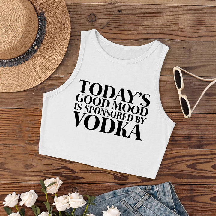 Dame Crop-Top med inspirerende tekst og figursyet design Skovae