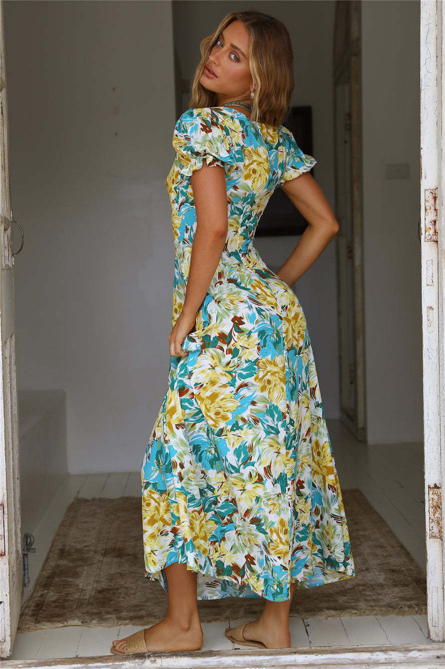 Dame Maxikjole med floral design Stilla