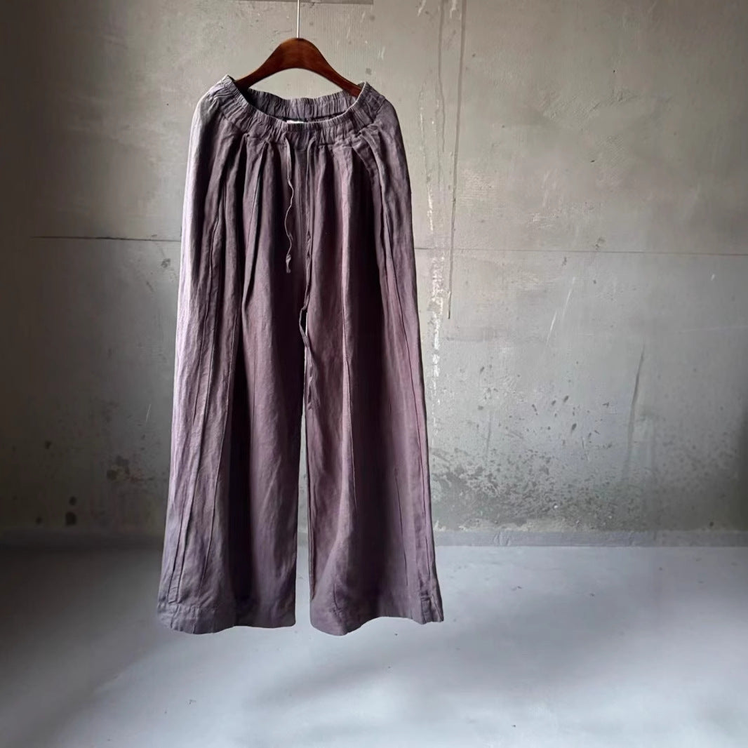 Dame Relaxed Fit Højtaljede Linned Culottes med justerbar snortræk Stilla