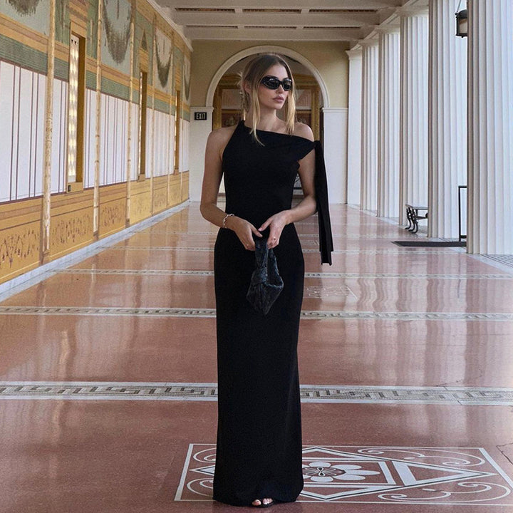 Damer Elegant figursyet One-Shoulder Maxikjole med sløjfe Skovae