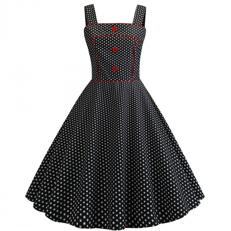 Dame Vintage Polka Dots Swing Kjole Stilla