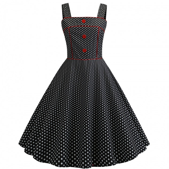 Dame Vintage Polka Dots Swing Kjole Stilla