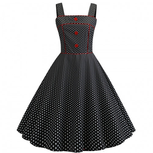 Dame Vintage Polka Dots Swing Kjole Stilla