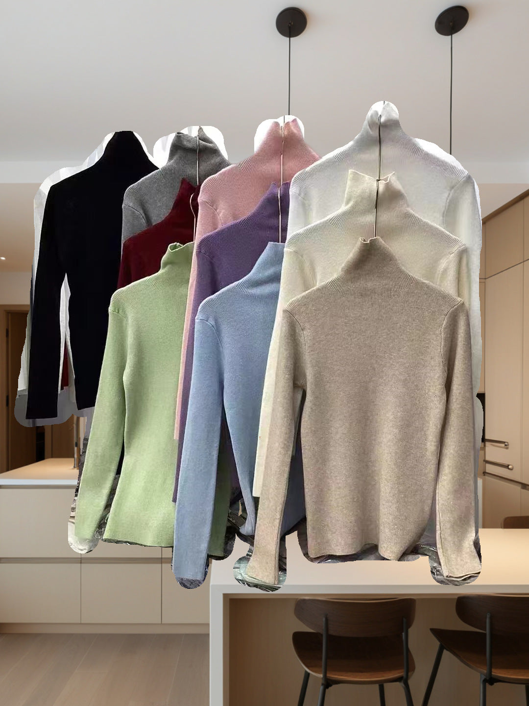 Kvinders Stand Collar Sweater lavet af fin ribstrik Stilla