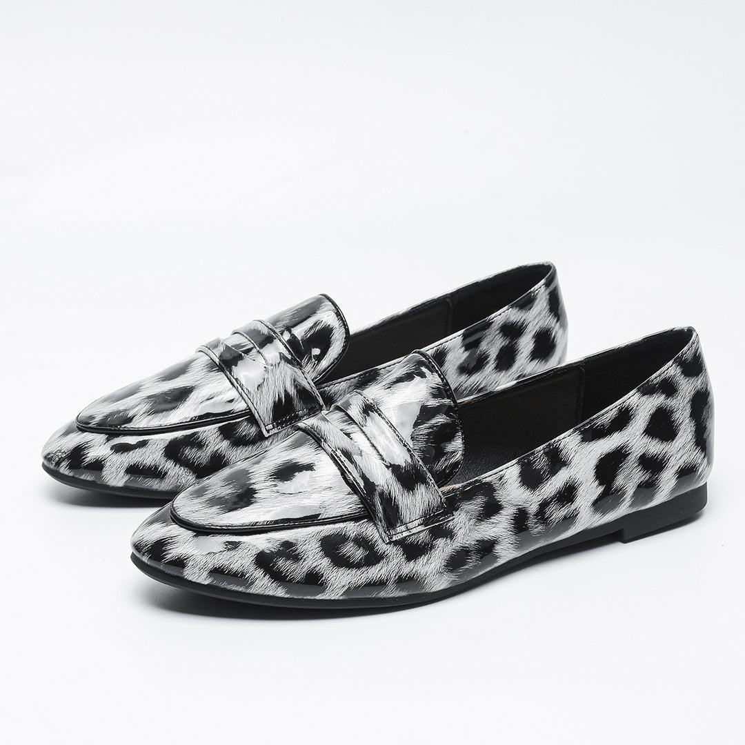 Dame Mokasiner med stilfuldt leopardmønster og elastisk for Stilla