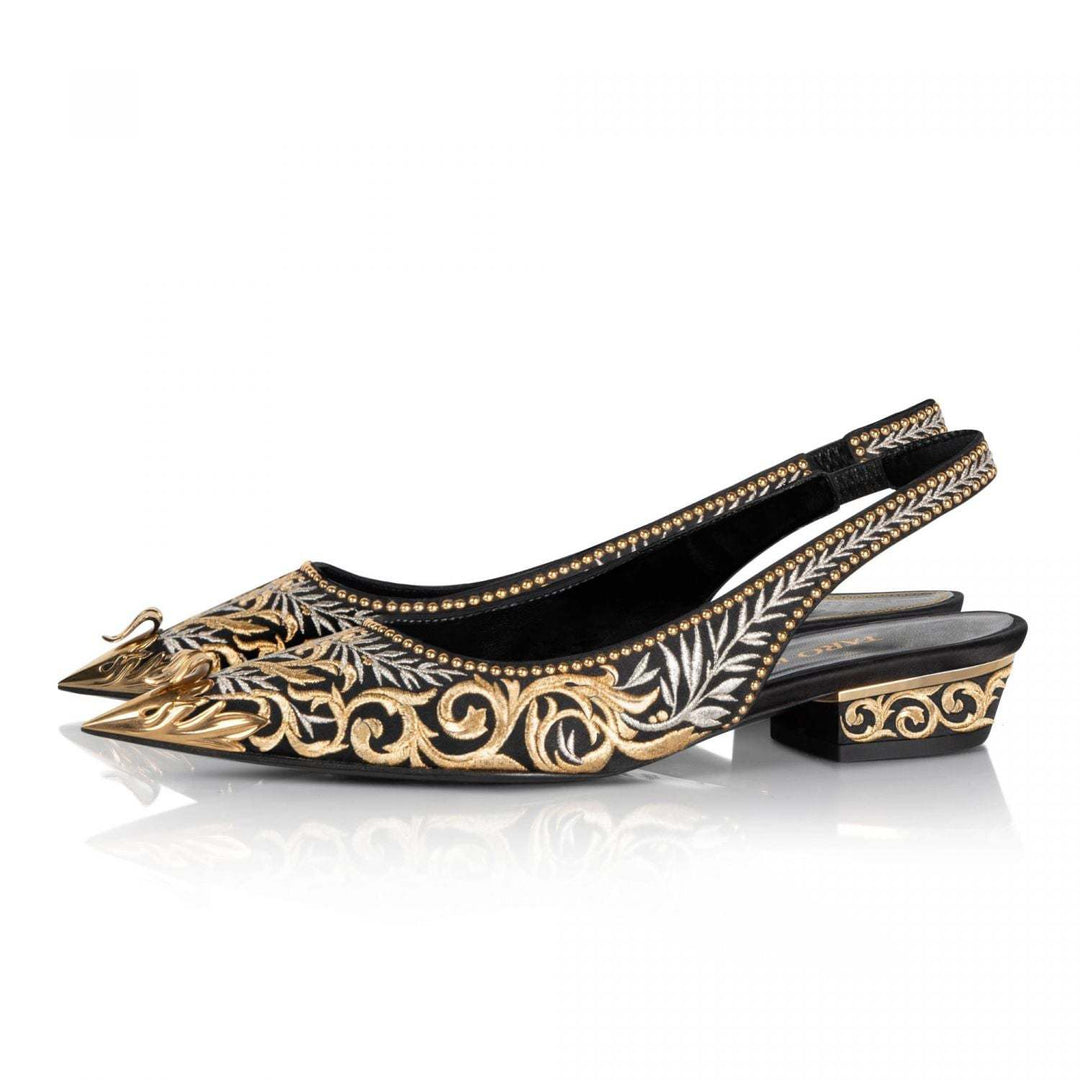 Femme Ornate Spids-Tå Slingback Ballerinas Stilla