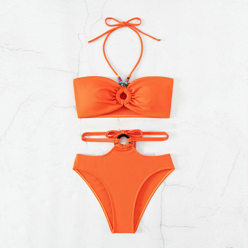 Dame bikini-sæt med moderne indpakningsoverdel og højt skåret underdel Stilla