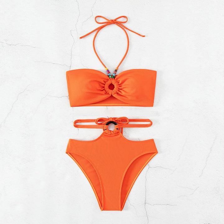 Dame bikini-sæt med moderne indpakningsoverdel og højt skåret underdel Stilla
