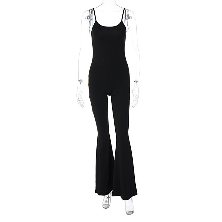 Dame figurtilpasset flared jumpsuit med spaghetti stropper og høj skæring Stilla