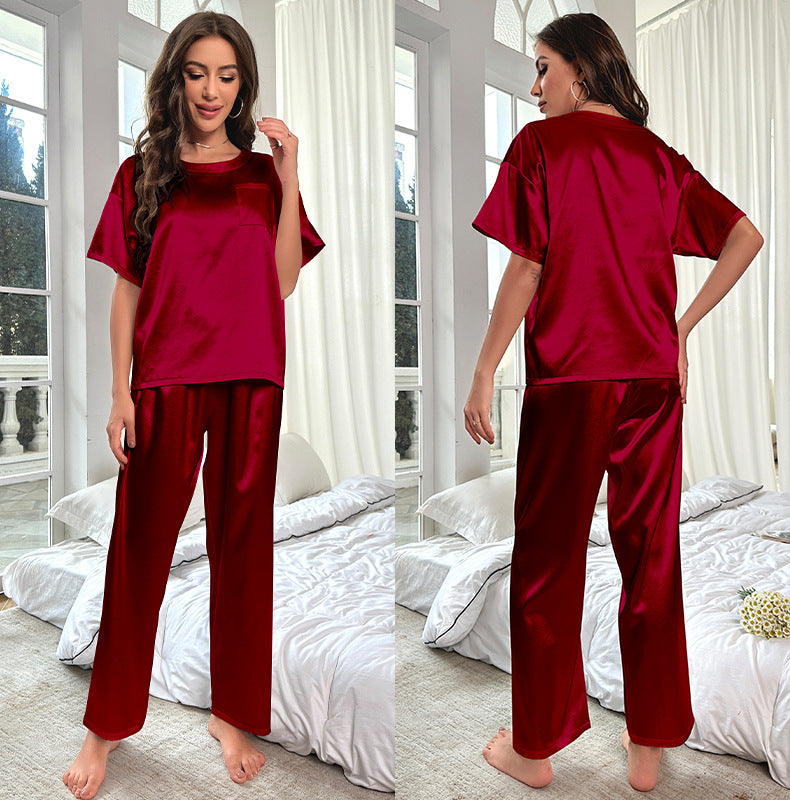 Dame Satin Pyjama-sæt med afslappet pasform og komfortable detaljer Stilla