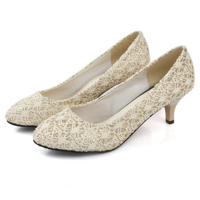 Dame Elegante Pumps med blomstret spidsemønster og behagelig fodseng Stilla