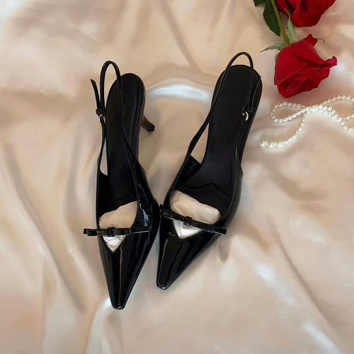 Dame Elegant Spidse Tå Slingback-Hæle med Spændedetalje Stilla