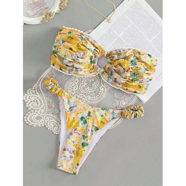 Kvinder Floral Rynkning Bikini Sæt Stilla