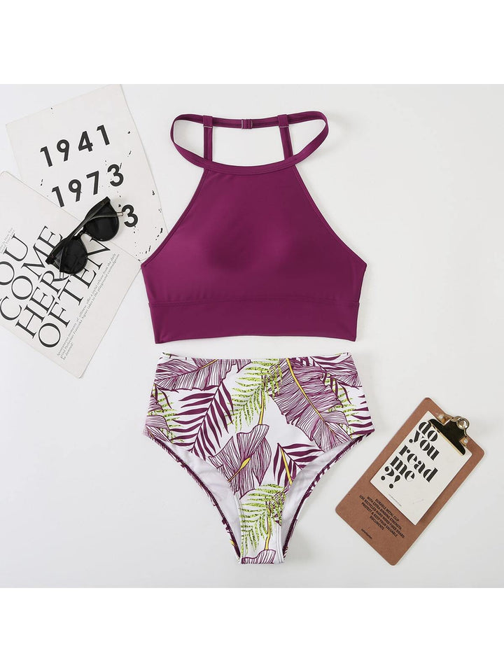 Dame Sporty bikini med højt skåret trusse og moderigtigt crop-top Stilla