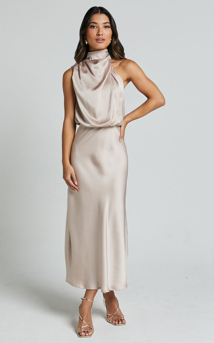 Dame Maxikjole med elegant Drapé Stilla
