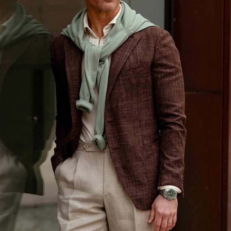 Herrer elegant blazer med fin tekstur og klassisk revers Stilla