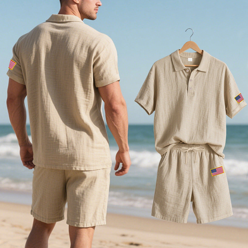 Herre poloshirt med shorts i casual strandlook Stilla