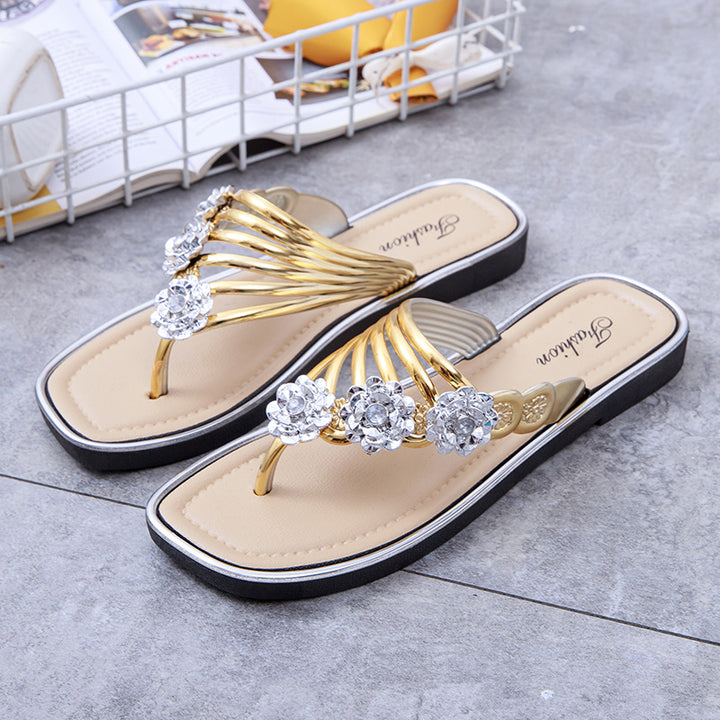 Damer Elegante Flip-Flops med modige blomsterdekorationer Stilla